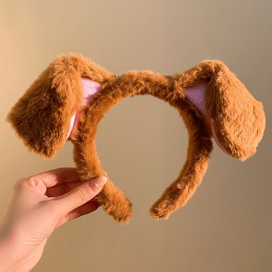 (Various Designs) Chenille Face Ear Headband Wash Animal