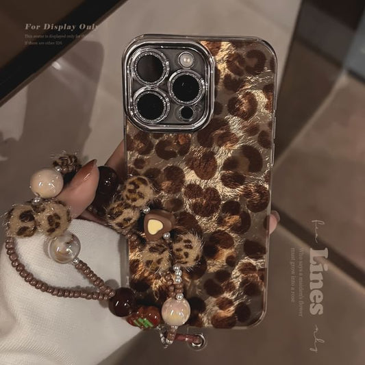ヒョウ柄スマホケース・ストラップセット