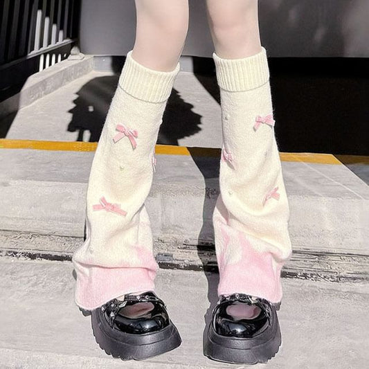 Warmers Bows Faux Pearl Leg