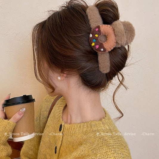 Chenille Acrylic Claw Donut Hair Clip