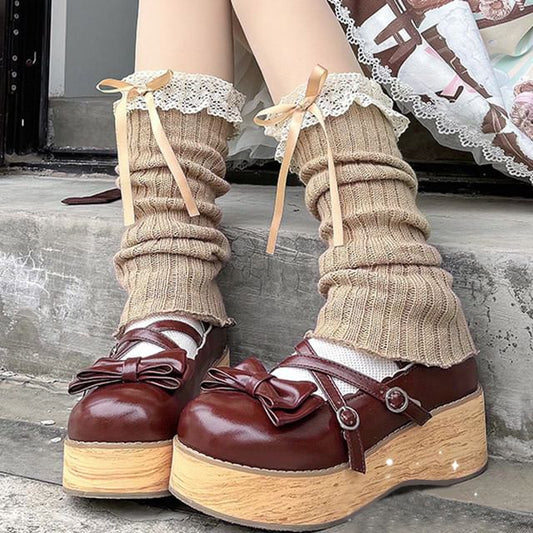 Leg Trim Accent Bow Warmers Lace