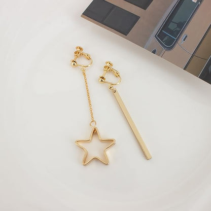 Earring / Drop On Star Clip Asymmetrical