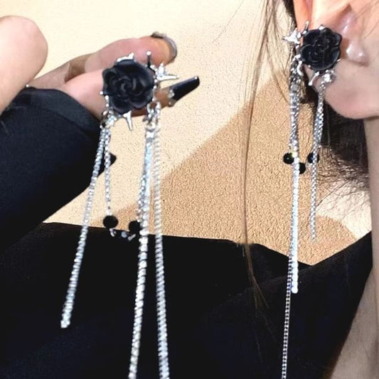 Earring Clip-On CZ Dangle Flower