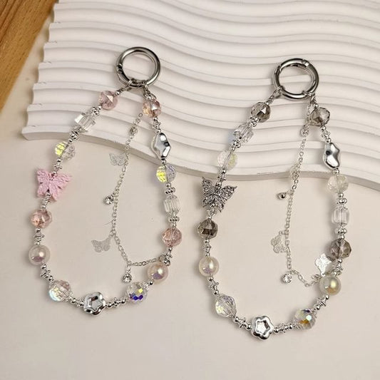 Strap Faux Phone Butterfly Pearl Crystal