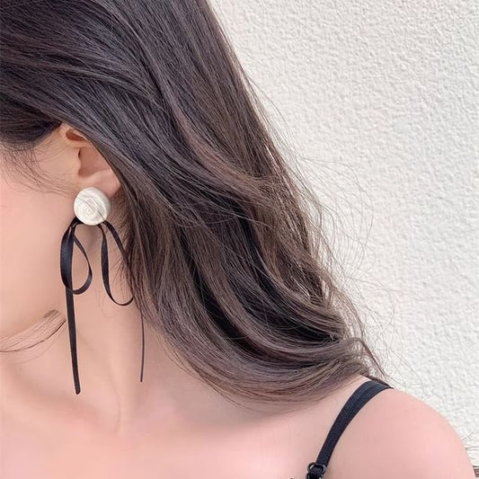 Flower Stud Ribbon Earring