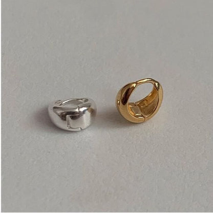 Glossy Sterling Silver Hoop Earring 925