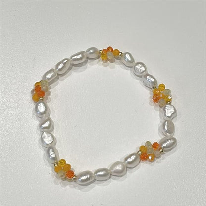 Bracelet Beaded Silver Bow / Natural 925 Pearl Sterling
