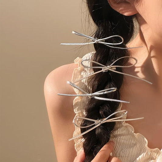 Clip Hair Set Metallic Bow