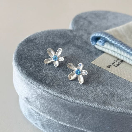 Rhinestone Stud Floral Earring Alloy
