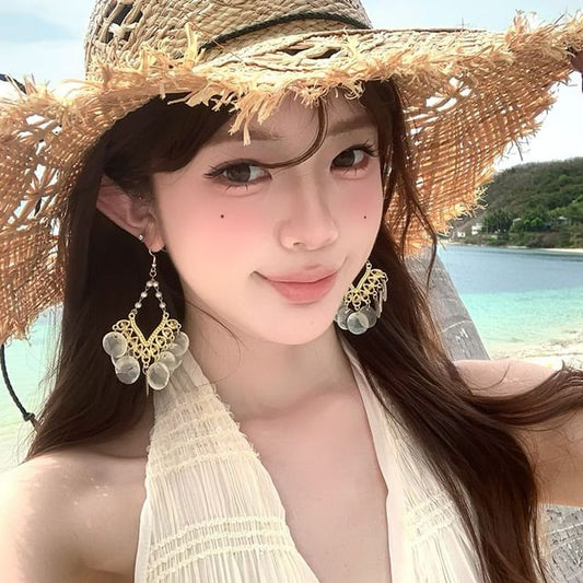 Earring Shell Disc Alloy Chandelier