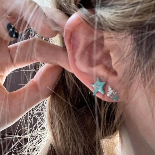 Earring Starfish Alloy Asymmetrical Stud