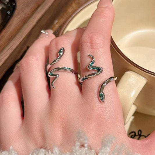 Rhinestone Snake Open Ring