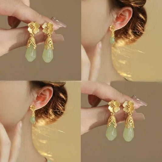 Gemstone Alloy Earring Drop Faux Floral
