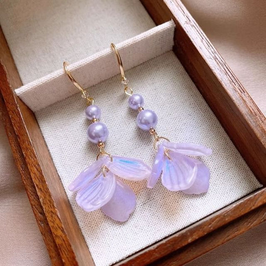 Alloy Earring Pearl Dangle Faux Petal