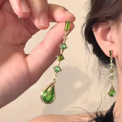 Alloy Dangle Faux Droplet Earring Crystal