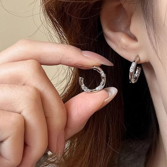 Open Hoop Alloy Rhinestone Earring