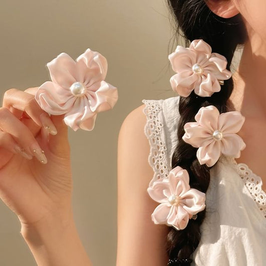 / Pearl Set Hair Faux Flower Clip
