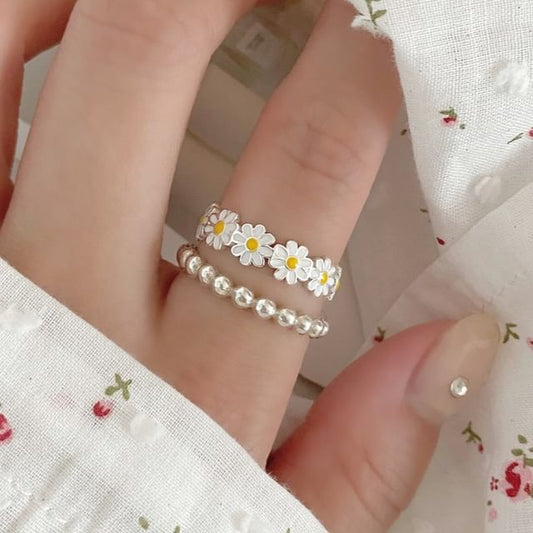 Open Daisy Sterling Silver Enamel 925 Ring