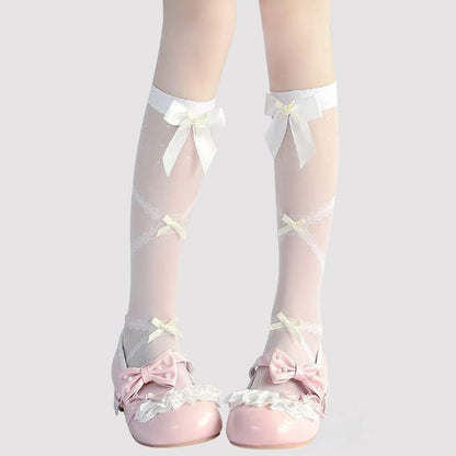 Bow High Knee Sheer Socks