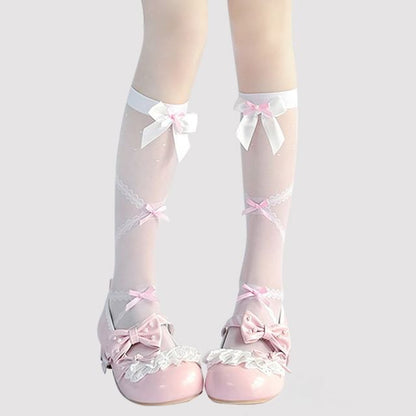 Bow High Knee Sheer Socks