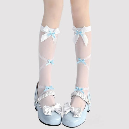 Bow High Knee Sheer Socks
