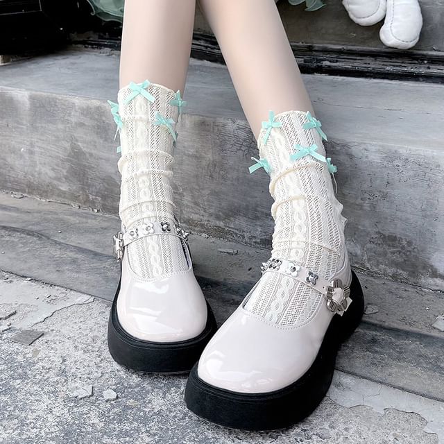 Plain Bow Short Socks