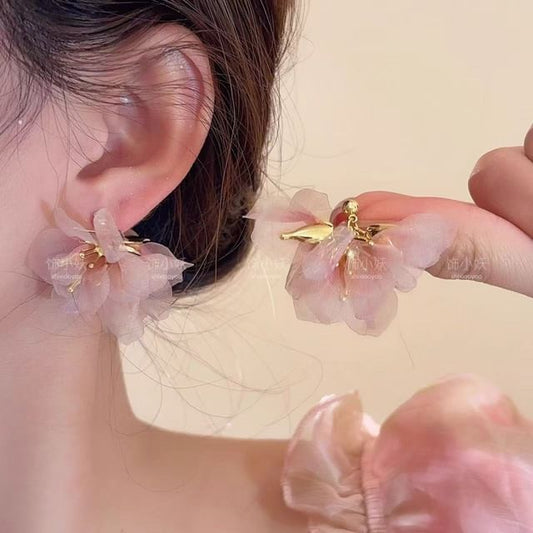 Drop Petal Earring Alloy Organza