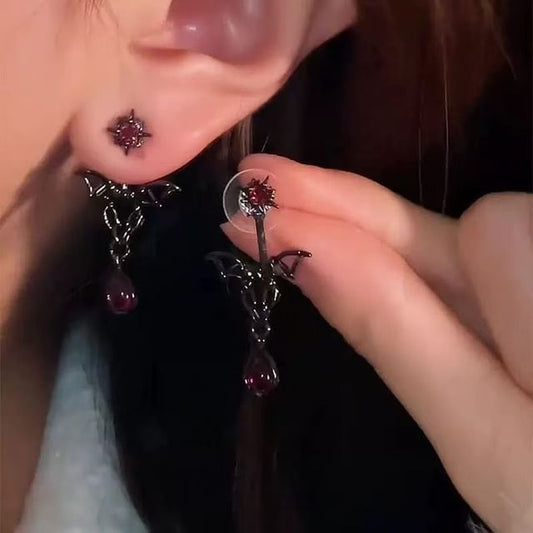 Rhinestone Alloy Dangle Earring Bat