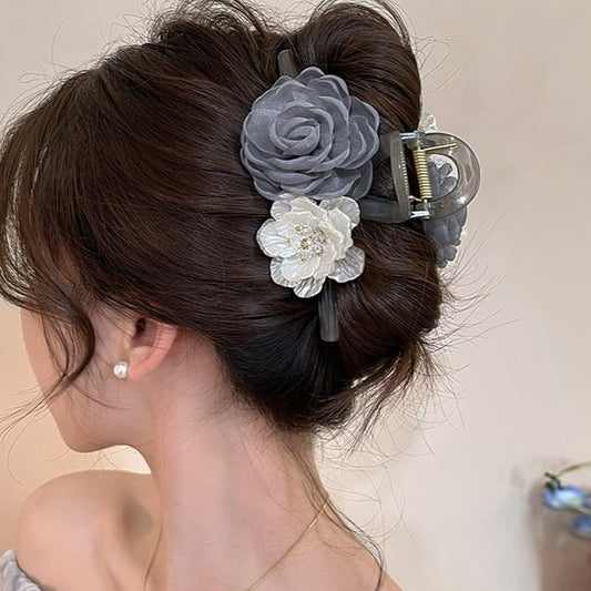 Floral Acrylic Clip Claw Hair Fabric