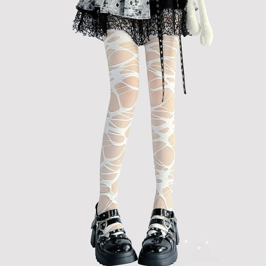Strumpfhose Uni Distressed