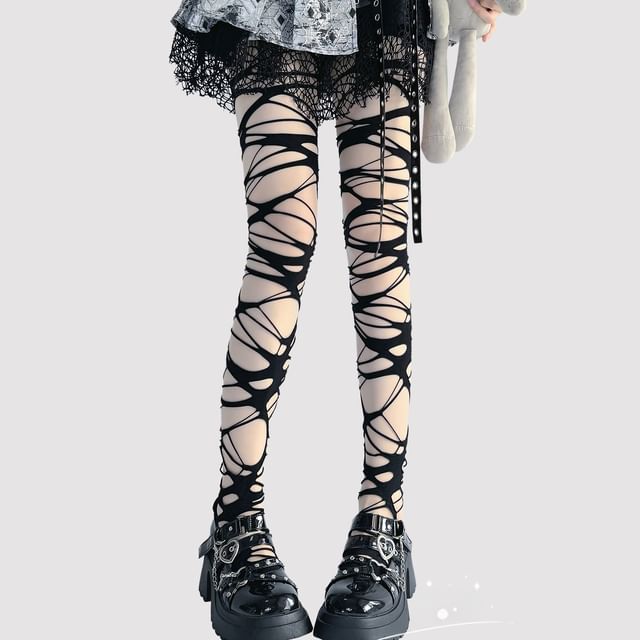 Strumpfhose Uni Distressed