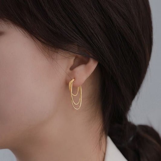 925 Layered Silver Hoop Sterling Earring