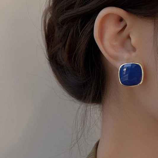 Silver Earring 925 Sterling Square Stud