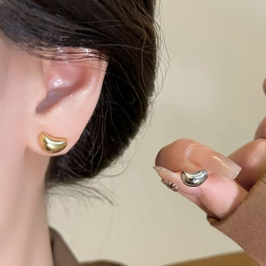 925 Silver Sterling Stud Earring Bean