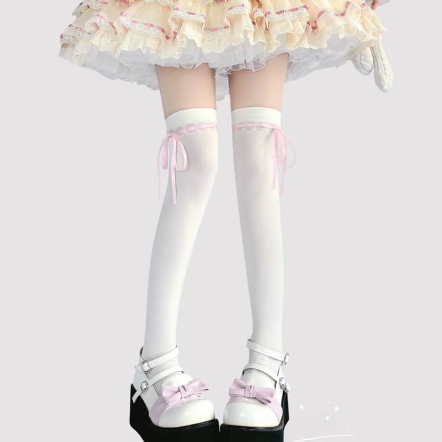 Over-The-Knee Bow Socks