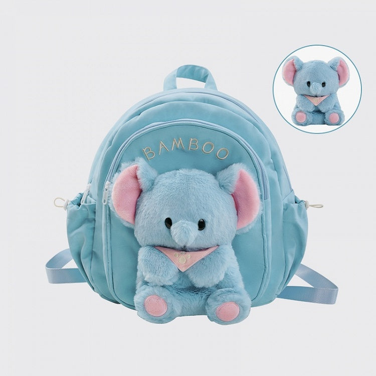 Blue Cute Backpack With Elephant Plushie