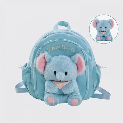 Blue Cute Backpack With Elephant Plushie