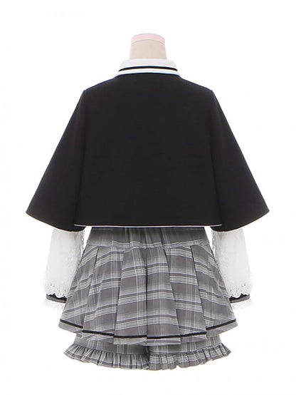 Jirai Kei Black Detachable Bowknot Badge Applique Cape