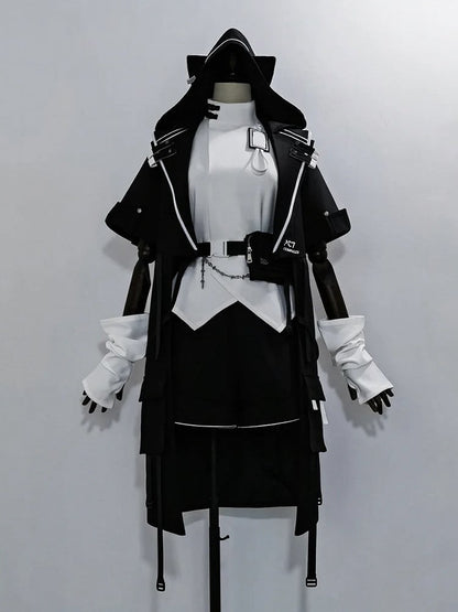 Futuristic Fashion Buckle Collar Techwear White Sleeves Short High Ouji Top