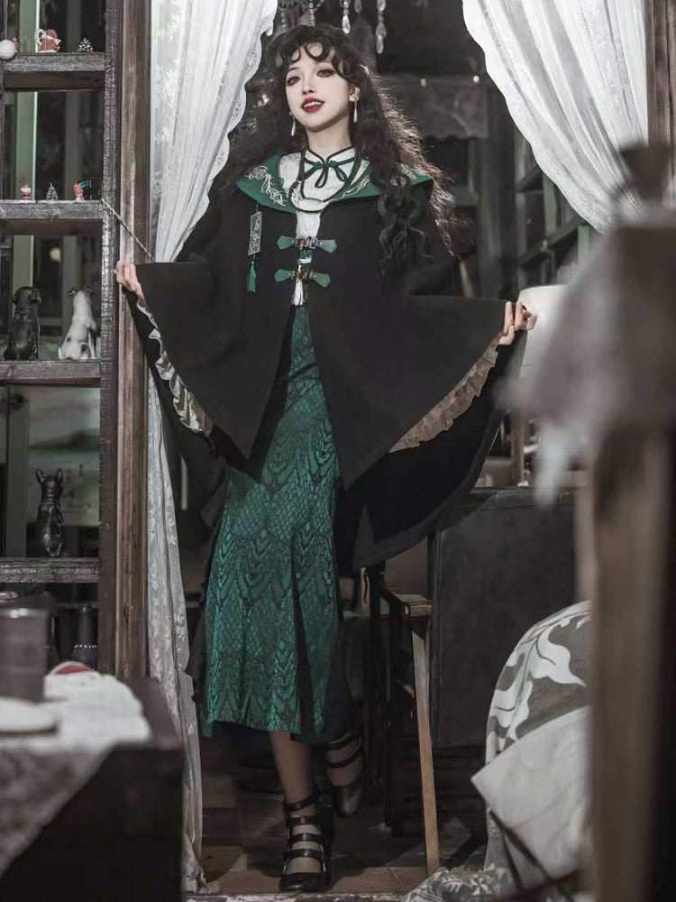 Slythern Black and Green Gothic Robe