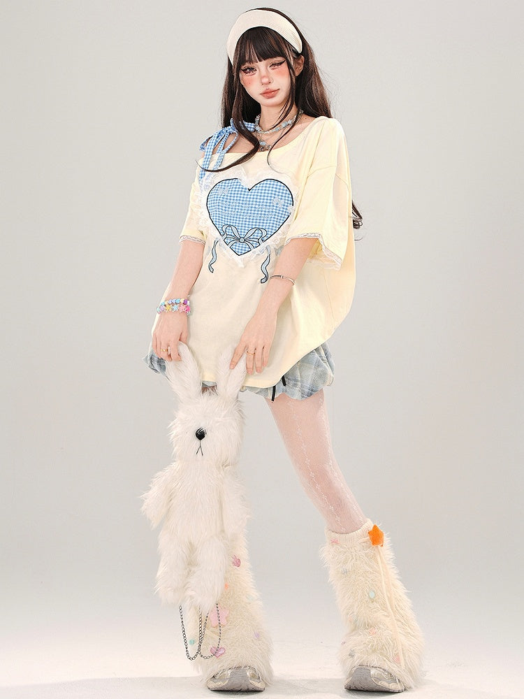 詳細 ブルーバブルチェックスカート 蝶結び