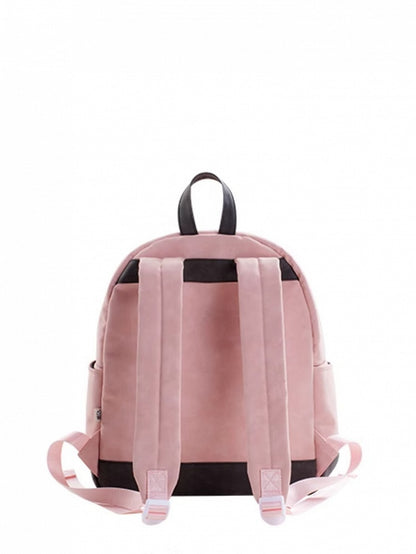 A PinkGray Embroidery Heart With Suede And Backpack Letter Plushie Kitty Detachable