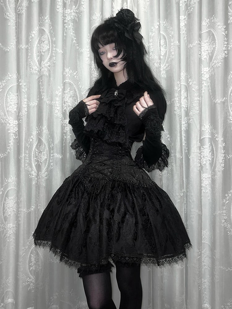 Waist Super High Under Skirt Short Lolita Version Bust Gothic Black