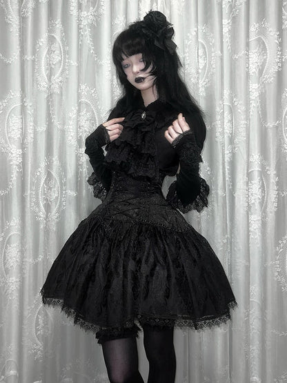 Waist Super High Under Skirt Short Lolita Version Bust Gothic Black