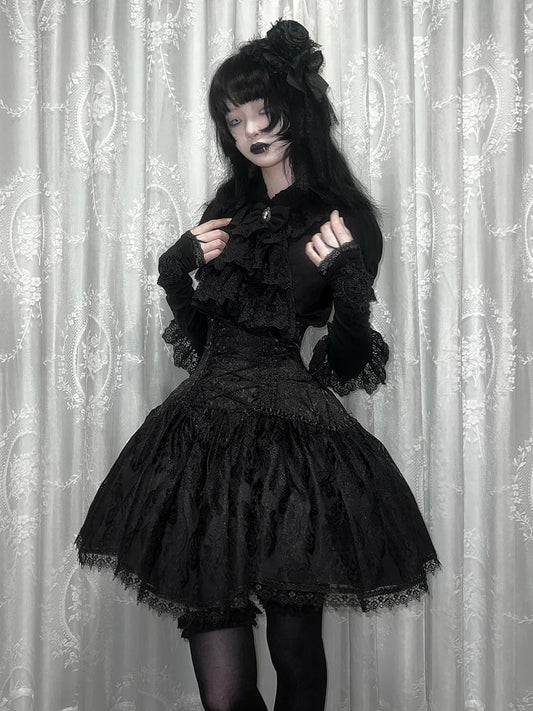 Waist Super High Under Skirt Short Lolita Version Bust Gothic Black