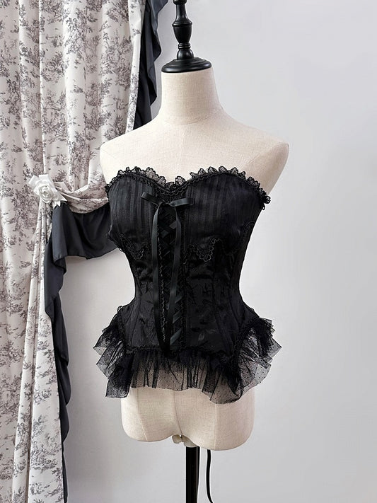 Gothic Black Boned Corset Top Lolita