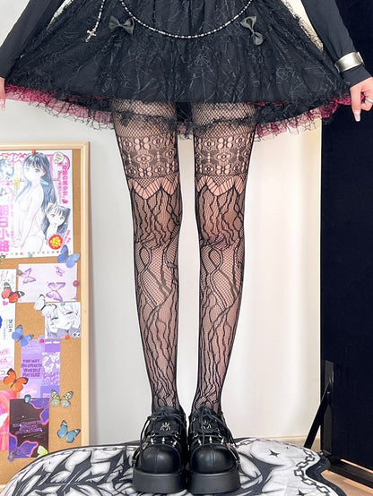Tights Hollow-out Black Cut-out Design Details