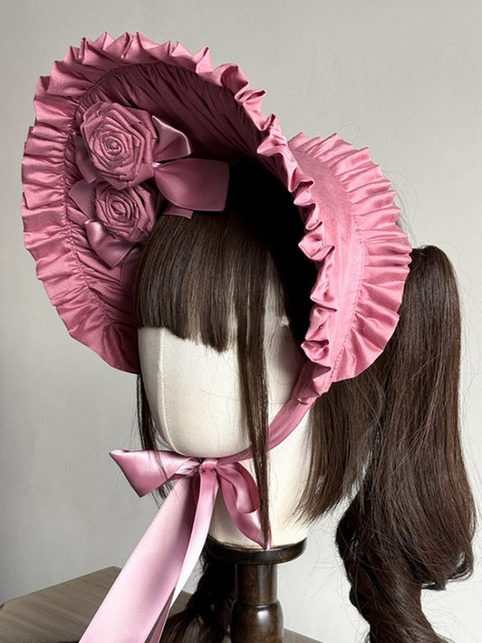 Purple/Pink Bonnet Ruffled Decorations Lolita Rosette with