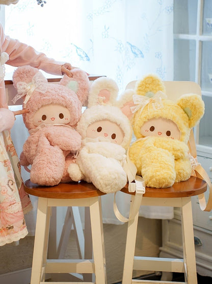 White Rabbit-shaped Bowknot Plush Backpack Middle/Large Size