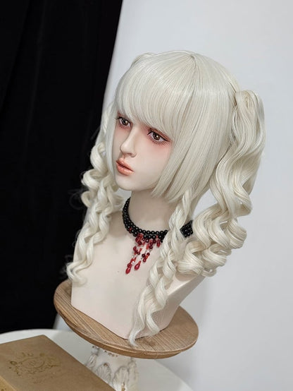 Roman Blonde Bangs Wigs Curly + Ponytails With Claw Two 48cm